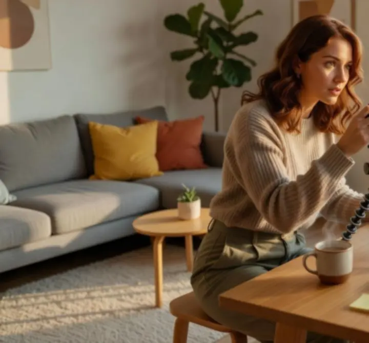 Twórca treści podczas nowoczesnej sesji lifestyle i contentowej