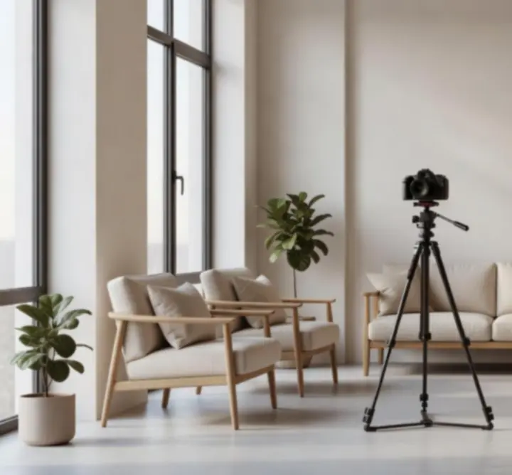 Wnętrze studia Decorismo PL w ciepłym świetle